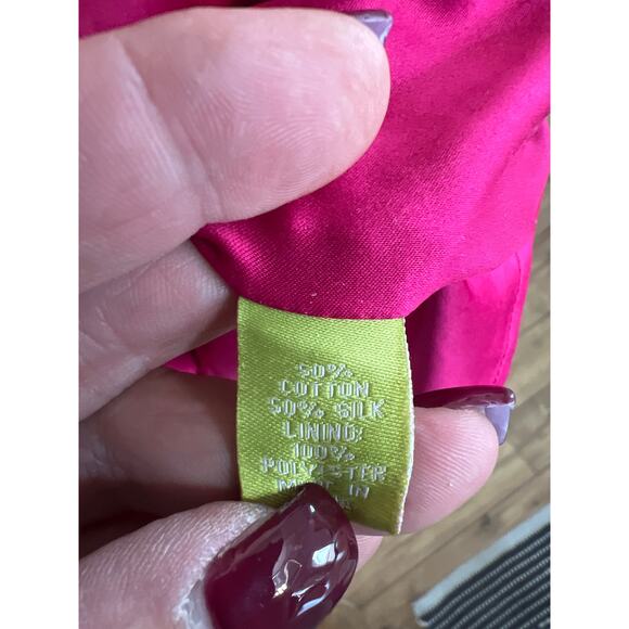 Elizabeth McKay size 8 dark pink silky zip & cotton blend dress - Picture 4 of 4